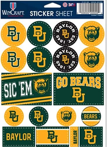 Wincraft NCAA Baylor Bears vinil autocolant varietate Set, 5 x 7 inch foaie
