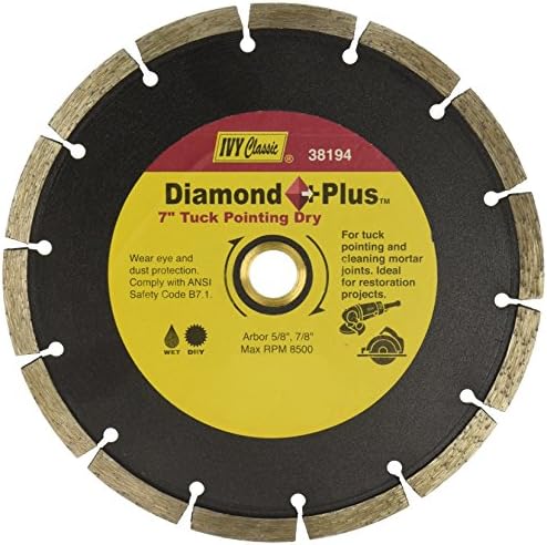 Ivy Classic 38194 Diamond Plus 7-inch Dry and Wet Tuck Orientat Segmentat Blade Diamond cu 7/8-5/8-inch Arbor, 1/Card