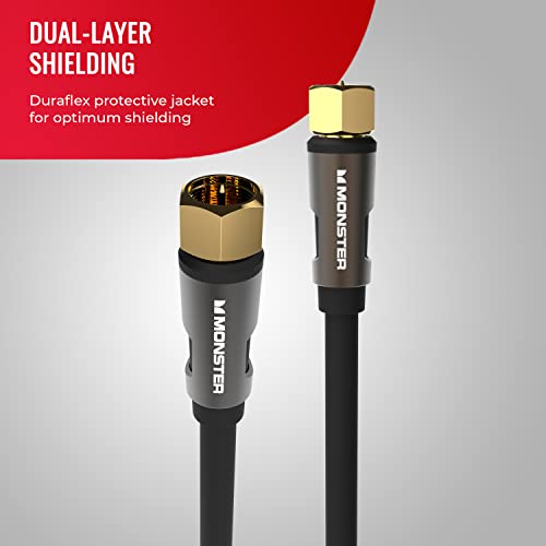 Cablu video coaxial Monster Essentials-Cablu RG-6 Coax cu conector F-pin placat cu aur, sacou protector DuraFlex și coajă extrudată