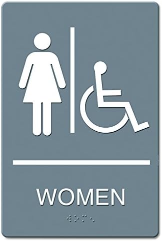 Semn de titlu Semn ADA, Simbol accesibil pentru scaun cu rotile pentru femei, plastic modelat, 6 x 9
