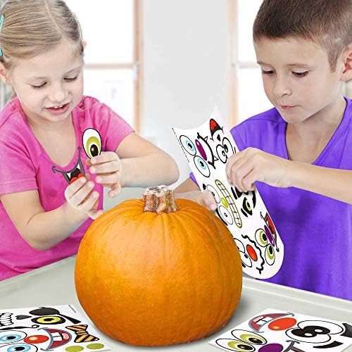ArtCreativity Halloween Stickers Pumpkin pentru decorare - 12 coli - Jack -O -Lantern - 26 Autocolante de decorare a dovleacului