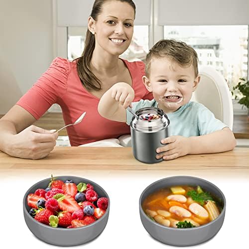Beaquee Soup Thermos pentru mâncare caldă pentru copii adulți, borcan termos de 17 Oz cu lingură pliabilă, recipient de prânz