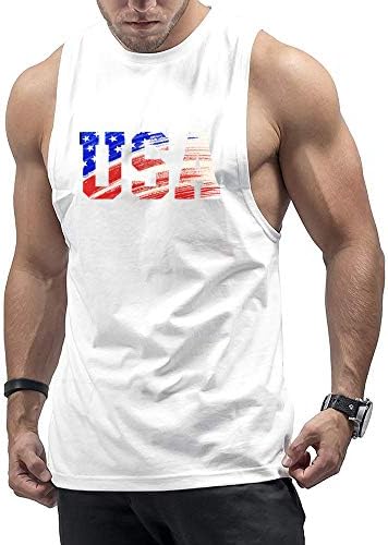 GymLeader bărbați Casual T-Shirt Statele Unite ale Americii Pavilion culturism tăiat antrenament Rezervor Topuri
