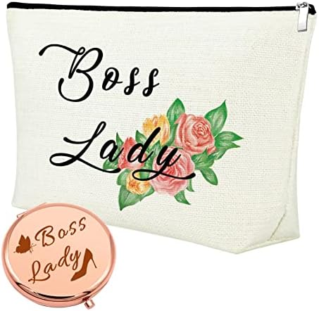Boss Lady Cadouri pentru femei Bag de machiaj amuzant șef zi cadou ideea de buzunar machiaj oglindă șef promovare cadou cosmetic