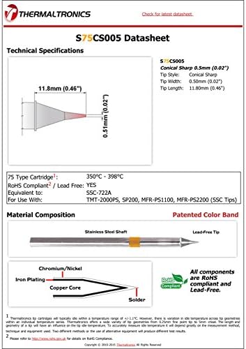 Thermaltronics S75CS005 Conic Sharp 0,5mm Intercambulabil pentru Metcal SSC-722A
