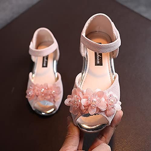 Fete Pantofi de flori Rhinestone cu călcâie joasă Pantofi de prințesă Pantofi pentru petreceri de nuntă Pantofi pentru copii