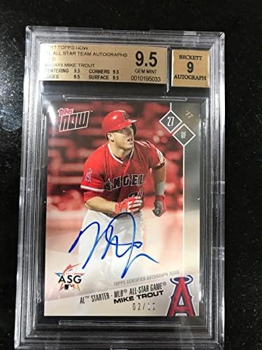 Mike Trout All-Star Game ASG Autograph 2017 Topps Acum AS-15D Auto Angels BGS 9.5-Baseball Slabbed Cards Autographed