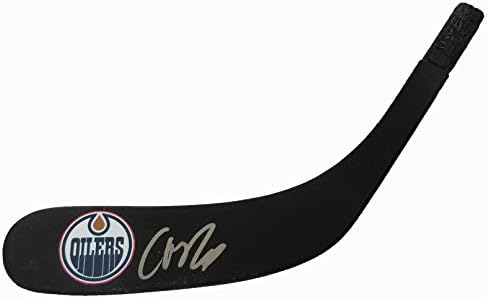 Connor McDavid Autografat Edmonton Oilers Logo Black Stick Blade W/Dovada, Imagine a Connor Semning pentru SUA, Edmonton Oilers,