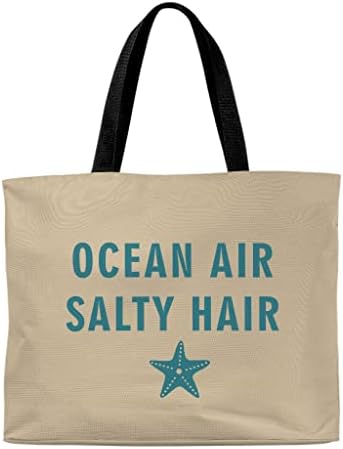 Geanta pentru păr sărat cu aer ocean - geantă de cumpărături pe plajă - geantă cu tote de vară
