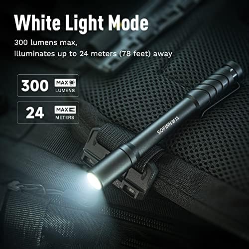 Sofirn SF15 UV Lumină Lumină Lumină LED alb plus lumină LED UV, 2*baterii AAA alimentate cu 300 Lumen Pocket EDC UV Inspector