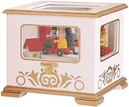Lkyboa alb, formă de tren roșu de Crăciun cu cutie de muzică din lemn de stocare cutia de depozitare masă decorare acasă ziua