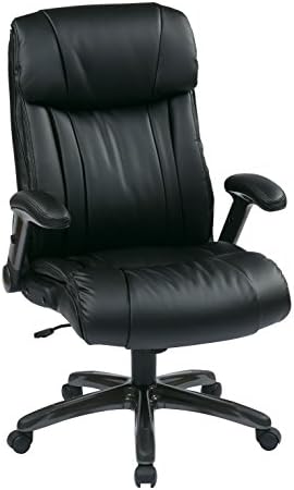 Office Star ECH Series High Back Executive Bonded Leather scaun de birou cu brațe reglabile căptușite, Espresso cu bază acoperită