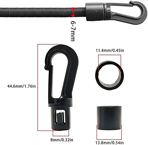 1/4 x 10 'Cordon de șoc elastic Bungee - Kayak Stretch Snay Sfal cu cârlig de șoc Bungee, potrivit pentru accesorii pentru