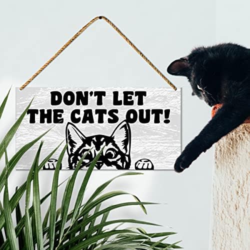 Semn de pisică pentru ușa din față, nu lăsați pisicile afară, pisica închideți semnul ușii porții pentru decorul pridvorului