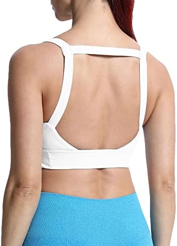 Aoxjox femei antrenament mare Impact sport Sutiene Fitness pătrat gât balcon deschis înapoi Sutien Yoga Crop Rezervor de top
