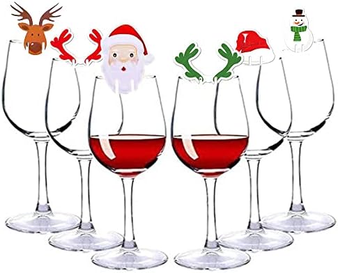 80pcs Crăciun pahar de vin farmece markeri Cupa de vin Card Decor Moș Crăciun Moose etc Design pentru Crăciun Lemn băutură