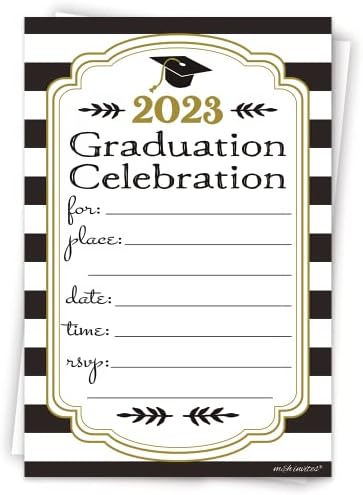Invitații de absolvire cu dungi 2023 cu plicuri - 20 de invitații de petrecere a numărului