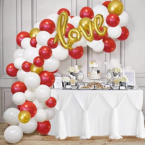 Kit de ghirlandă cu baloane de zi de valentine - inclus arc de baloane roșii, albe și auriu, baloane cu scrisoare de dragoste