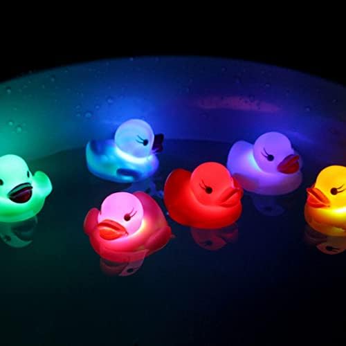 Kuyyfds 4pcs color cauciuc rață jucărie imaginativă lumină plutitoare joi jucărie de culoare aleatorie pentru baie