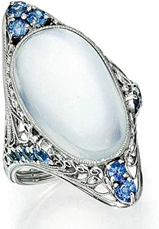 Orbitor argintiu argintiu oval monedă gems safir inel pentru femei bijuterii pentru petrecere de nuntă