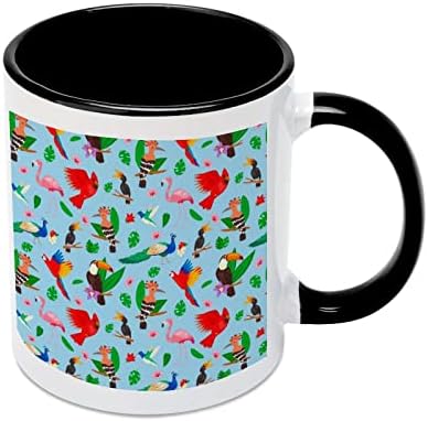Tropical Birds Jungle Summer Ceamic Mug Creative Black Inside Cupa de cafea Cană de mâner durabilă Cadouri unice