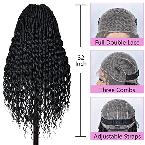 Sweece Full Lace Faux Locs peruci împletite pentru Femei negre, Zeita Faux Locs peruca cu păr pentru copii, complet dublu dantela