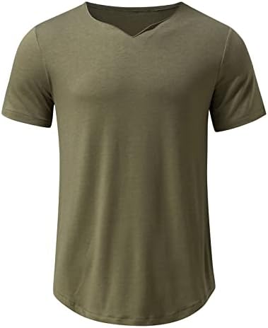 Topuri de vară cu mânecă scurtă pentru bărbați Sport Cool Muscle Color Solid Tricou Casual Casual Pullover V Neck tricou