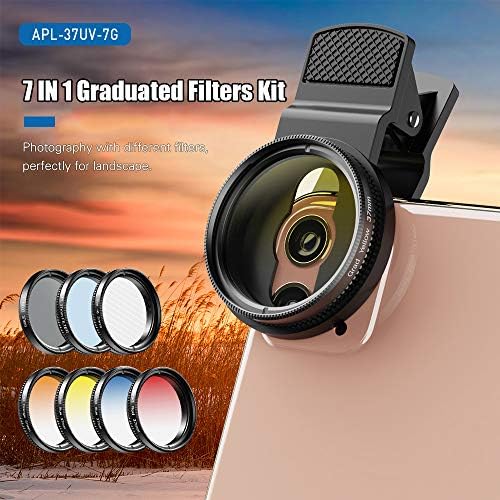 Xixian APL-37UV-7G Professional 7in1 telefon gradat Lens Filter Kit 37mm Grad Roșu albastru galben portocaliu filtre + CPL