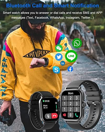Lonfine Smart Watch, modernizat de 1,81 Ecran Android Smart Watch pentru telefoane Android iPhone cu tracker de fitness, ritm