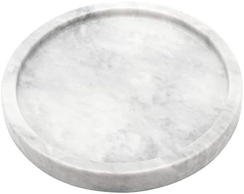 Seunmuk tavă rotundă din marmură naturală, marmură decorativă rotundă de vanitate tavă de baie pentru cupe de șampon bijuterii