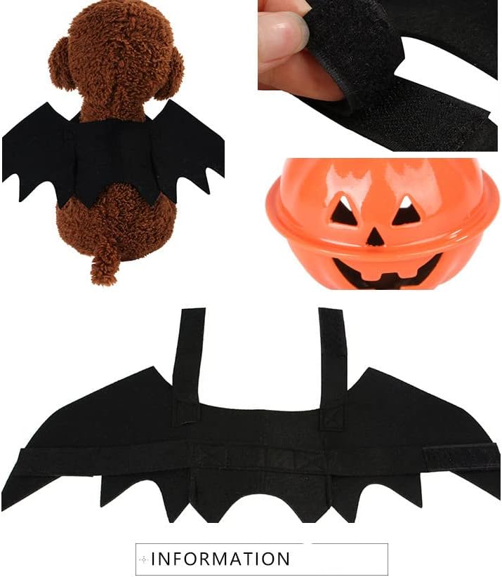 Creative Halloween Cistate Costum Bat Wings Bell Pet Dog Cat, îmbrăcăminte super drăguță pentru animale de companie pentru