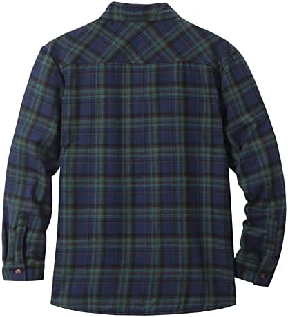 XXBR Jachete cu carouri Cămăși pentru bărbați, fleece interioare de îmbrăcăminte caldă cu buton verificat în jos, cămașă casual