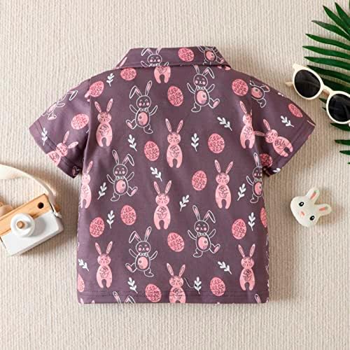 Toddler Boys Girls Fete cu mânecă scurtă de Paște de Paște cu iepure Imprimat pentru copii Tricouri cu cămăși de buzunar pentru