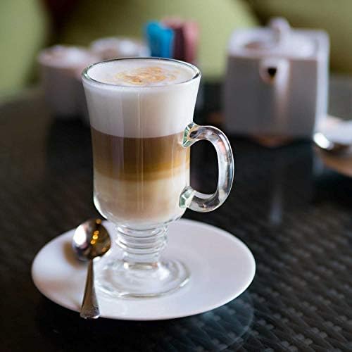 Căni de cafea irlandeze de cafea de cafea cu formă regală de 8 oz. Set de 2 cappuccinuri de sticlă groasă de perete, cidre