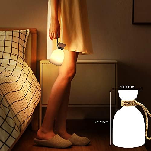 Lampa de masă portabilă, lumina de noapte LED reîncărcabilă, cu mâner, alb cald cald și 7 culori, telecomandă, lampă exterioară