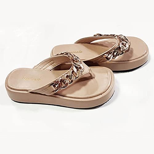 Papuci cu lanț de dimensiuni de modă papuci pentru femei flip plaje flops jos de fund mare de vară groasă vară sandale deschise