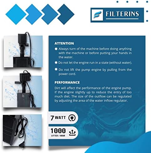FILTERINS acvariu filtru intern, filtru complet submersibil Rezervor de pește cu 4 etape de filtrare. Folosind Materiale Naturale.