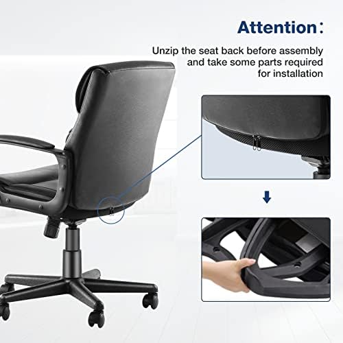Scaun de birou la domiciliu - scaun de sarcină executiv cu spate Mijlociu scaun de birou reglabil pentru Computer cu suport