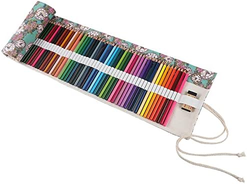 Surblue Canvas Creion Carcasă Pencil Roll Wrap cu 72 de sloturi Colorare Creion Suport Organizator de vopsea Punct de depozitare
