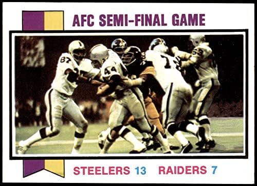 1973 Topps 134 AFC Semi-finală Pittsburgh/Oakland Steelers/Raiders NM/MT Steelers/Raiders