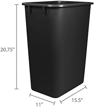 Coș deșeuri mari/înalte, 15,5 x 11 x 20,75 inci, negru, carcasă de 4