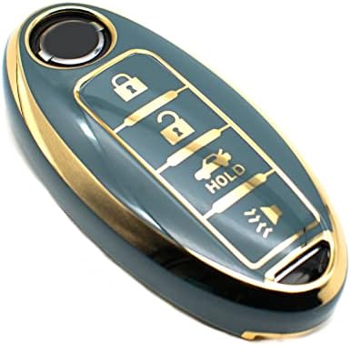 FEYOUN capac cheie fob compatibil cu Nissan Altima Armada GT-R Sentra Versa Infiniti Q50 Smart 4 butoane TPU telecomandă cheie