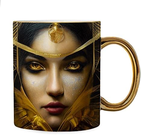 Portret Mug-drăguț fată de aur Rim și mâner Mug-Graphic Mug