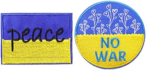 Patch-uri „Fără război/pace” galben albastru 2pcs brodate plasture plasture de bricolaj patch-uri de haine petics broderie