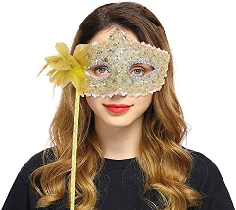 Didiseaon Masquerade Mask Handheld Dantelă Masca Venețiană Elegantă pentru Recuzări Performanțe