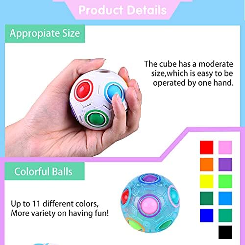 YUNTENG Magic Rainbow Puzzle Ball, distracție de eliberare a stresului Magic Ball Puzzle Fidget Ball Brain Teasers Jocuri Jucării