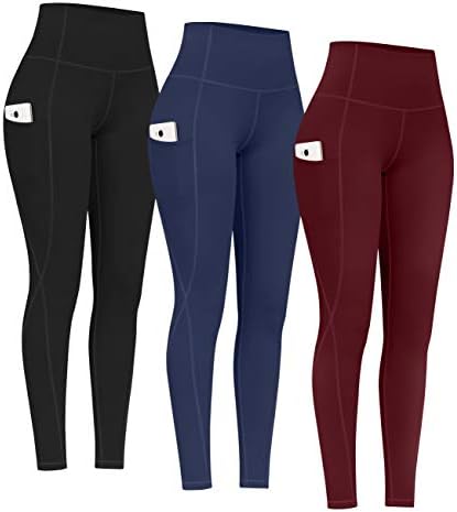 PHISOCKAT 2 pachete pantaloni de Yoga cu talie înaltă cu buzunare, jambiere pentru controlul burții, jambiere de yoga extensibile