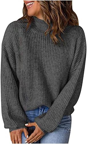 Femei Elegante Turtleneck pulovere cu mânecă lungă cu mânecă lungă culoarea solidă împletită pulover la modă toamna pulover