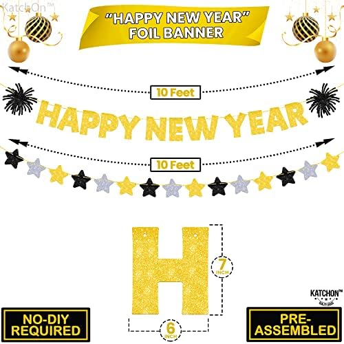 Decorațiuni de Anul Nou fericit 2023 - Pachet de 34 | Anul Nou de Revelion Recuzită pentru cabina foto 2023 | Banner de Anul