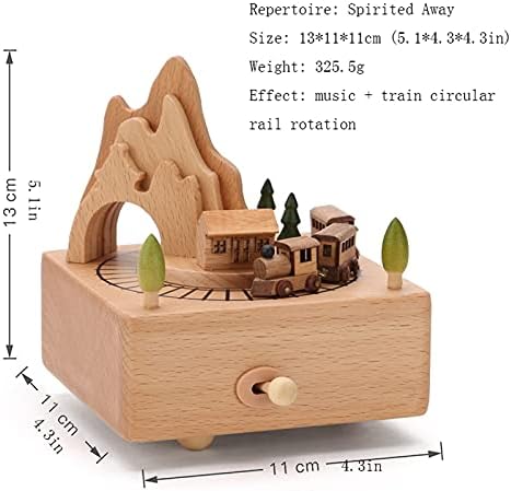 Xiaoheshop Music Boxes cutii muzicale cutii de muzică Merry-Go-round cu cutie de cristal ball box din lemn personalizat oraș